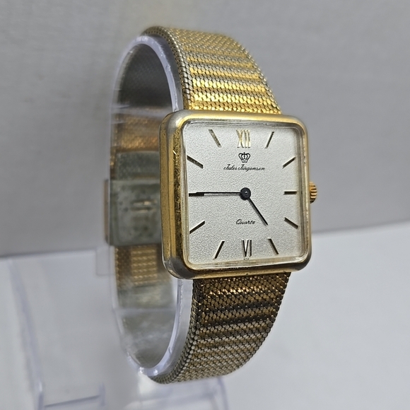 Rare Vintage Mens Jules Jurgensen 4154 Watch 29mm Gold Tone Square New Battery - Picture 3 of 12